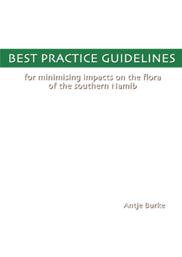 Best Practice Guidelines for Minimising Impacts on the Flora Of