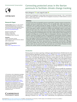 Connecting Protected Areas in the Iberian Peninsula to Facilitate Climate Change Tracking