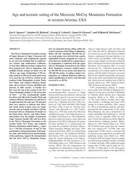 Age and Tectonic Setting of the Mesozoic Mccoy Mountains Formation in Western Arizona, USA