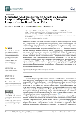 Schisandrol a Exhibits Estrogenic Activity Via Estrogen Receptor Α-Dependent Signaling Pathway in Estrogen Receptor-Positive Breast Cancer Cells