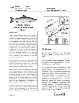 Atlantic Salmon Southern Nova Scotia SFA 21 Background