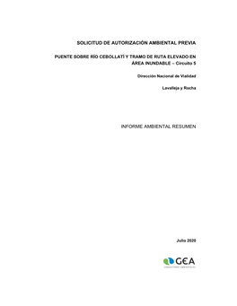 Solicitud De Autorización Ambiental Previa Informe