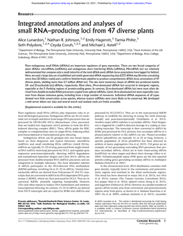 Integrated Annotations and Analyses of Small RNA–Producing Loci from 47 Diverse Plants