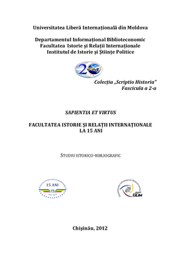 Coadă, Ludmila. Facultatea Istorie Şi Relaţii Internaţionale La 15