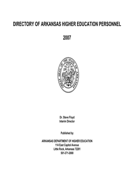 Directory of Arkansas Higher Education Personnel 2007