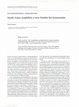 South Asian Amphibia: a New Frontier for Taxonomists