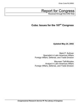 Cuba: Issues for the 107Th Congress