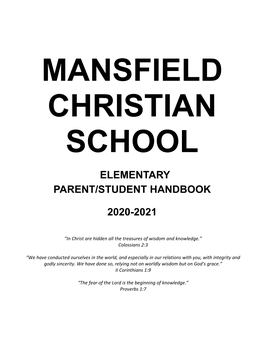 Elementary Parent/Student Handbook 2020-2021