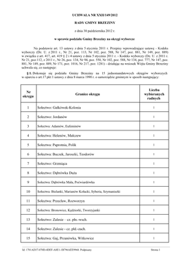Uchwala Nr XXII/149/2012 Z Dnia 30 Pazdziernika 2012 R