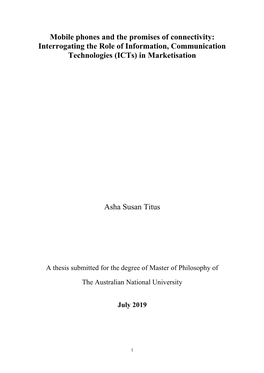 Mobile Phones and the Promises of Connectivity: Interrogating the Role of Information, Communication Technologies (Icts) in Marketisation