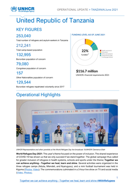 UNHCR Tanzania Operational Update