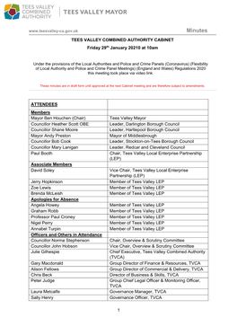 Draft Cabinet Minutes 290121