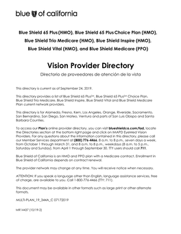 Vision Provider Directory Directorio De Proveedores De Atención De La Vista