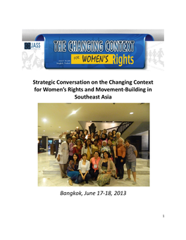 Strategic Conversation on the Changing Context for Women’S Rights and Movement-Building in Southeast Asia