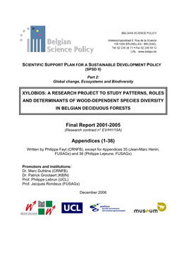 Final Report 2001-2005 Appendices