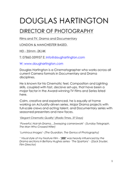 Douglas Hartington Director of Photography