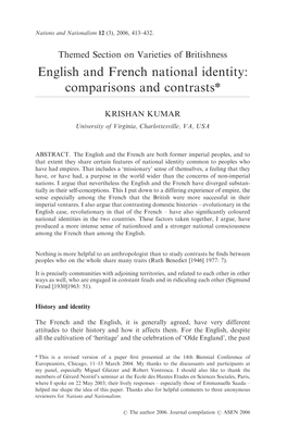 English and French National Identity: Comparisons and Contrastsn