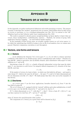 Tensors on a Vector Space