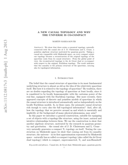 A NEW CAUSAL TOPOLOGY and WHY the UNIVERSE IS CO-COMPACT 3 Can Essentially ﬁnd It in [10]