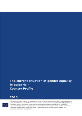 The Current Situation of Gender Equality in Bulgaria – Country Profile