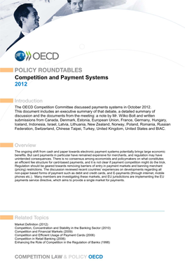 Competition and Payment Systems 2012