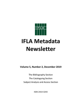 IFLA Metadata Newsletter December 2019