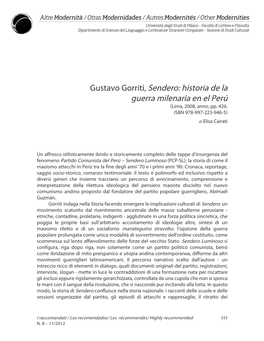 Gustavo Gorriti, Sendero: Historia De La Guerra Milenaria En El Perú (Lima, 2008, Anno, Pp