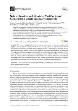 Natural Function and Structural Modification of Climacostol, A