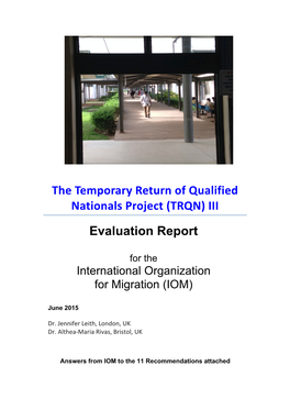 The Temporary Return of Qualified Nationals Project (TRQN) III Evaluation Report