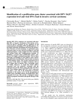 Identification of a Proliferation Gene Cluster Associated with HPV E6/E7