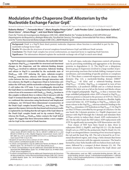 Modulation of the Chaperone Dnak Allosterism by The