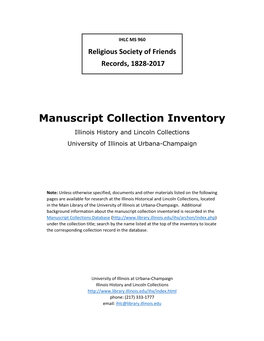 Religious Society of Friends Records, 1828-2017