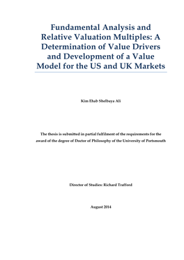 Fundamental Analysis and Relative Valuation Multiples: a Determination of Value Drivers and Development of a Value Model for the US and UK Markets