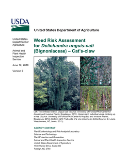 Weed Risk Assessment for Dolichandra Unguis-Cati (Cat’S-Claw)