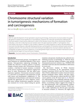 Chromosome Structural Variation in Tumorigenesis: Mechanisms of Formation and Carcinogenesis Wen‑Jun Wang , Ling‑Yu Li and Jiu‑Wei Cui*