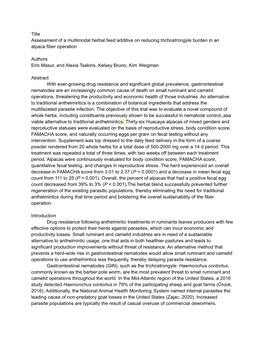 WORKING: Assessment of a Multimodal Herbal Feed Additive On