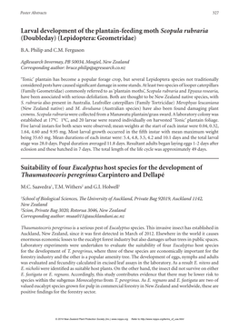 Larval Development of the Plantain-Feeding Moth Scopula Rubraria (Doubleday) (Lepidoptera: Geometridae)