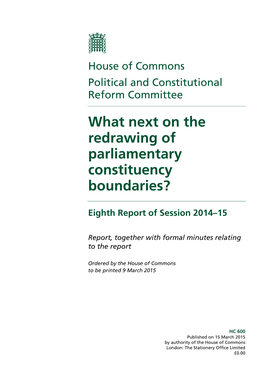 What Next on the Redrawing of Parliamentary Constituency Boundaries?