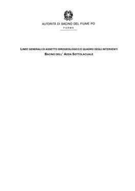 6. Linee Generali Di Assetto Idraulico E Idrogeologico Nel Bacino Dell'adda