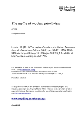 The Myths of Modern Primitivism