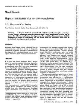 Hepatic Metastases Due to Choriocarcinoma