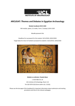 ARCL0147: Themes and Debates in Egyptian Archaeology