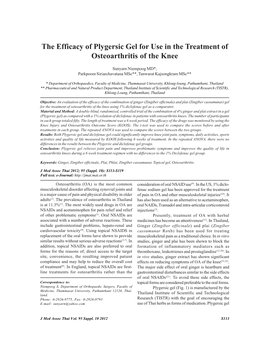 The Efficacy of Plygersic Gel for Use in the Treatment of Osteoarthritis of the Knee