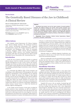 The Genetically Based Diseases of the Jaw in Childhood: a Clinical Review