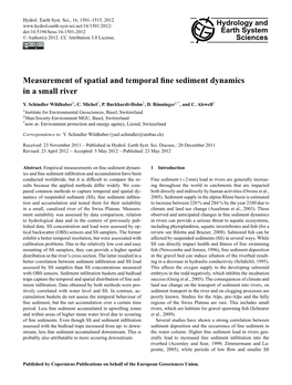 Measurement of Spatial and Temporal Fine Sediment Dynamics in a Small