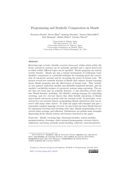 Programming and Symbolic Computation in Maude