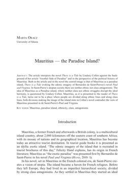 Mauritius — the Paradise Island?