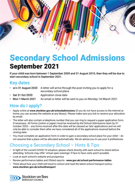 Secondary School Admissions