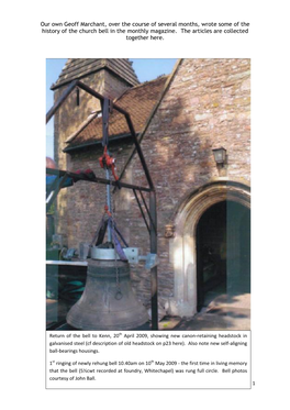 Our Own Geoff Marchant, Over the Course of Several Months, Wrote Some of the History of the Church Bell in the Monthly Magazine