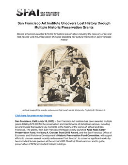 San Francisco Art Institute Uncovers Lost History Through Multiple Historic Preservation Grants